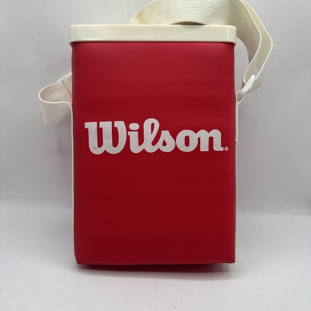 Vintage Wilson Tour Tennis  Shoulder Water Bottle Sling Red Drink Cool Read - Picture 4 of 12